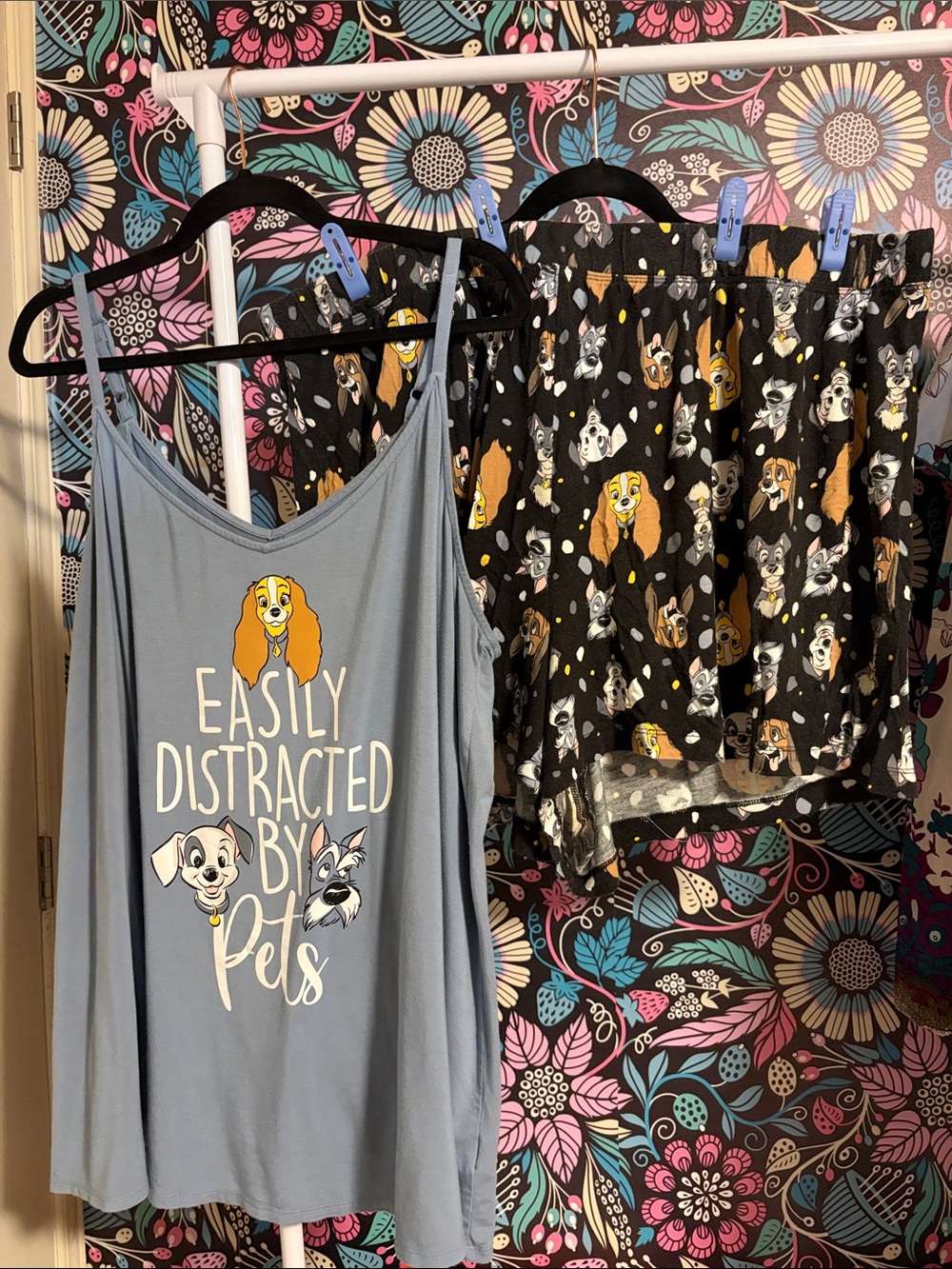 Disney Light Blue & Black 'Easily Distracted by Pets' Pajama Tank and Shorts Set
